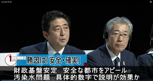 デジタルサイネージ用NHKニュース　03　東京オリンピック開催決定の勝因は安全確実な都市　汚水問題具体的な数値で説明