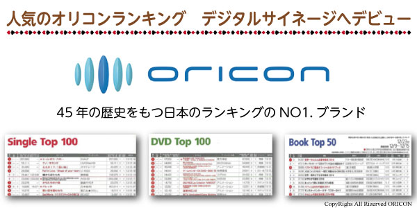 人気のランキング　オリコンデジタルサイネージへデビュー